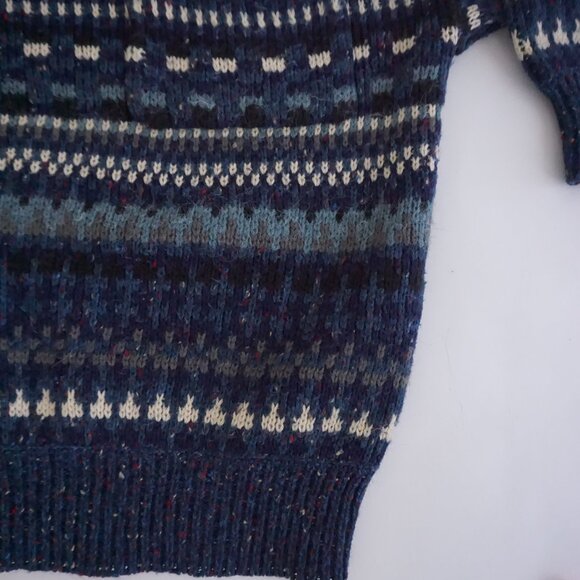 Vintage Fabrizio Navy Multicolour Turtleneck Knit Sweater Cabincore Minimalist M - Picture 5 of 8